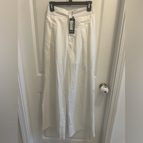 Nasty Gal Pants - Nasty Gal Crisp White Trousers High Waist Pants Size 6 Wide Leg